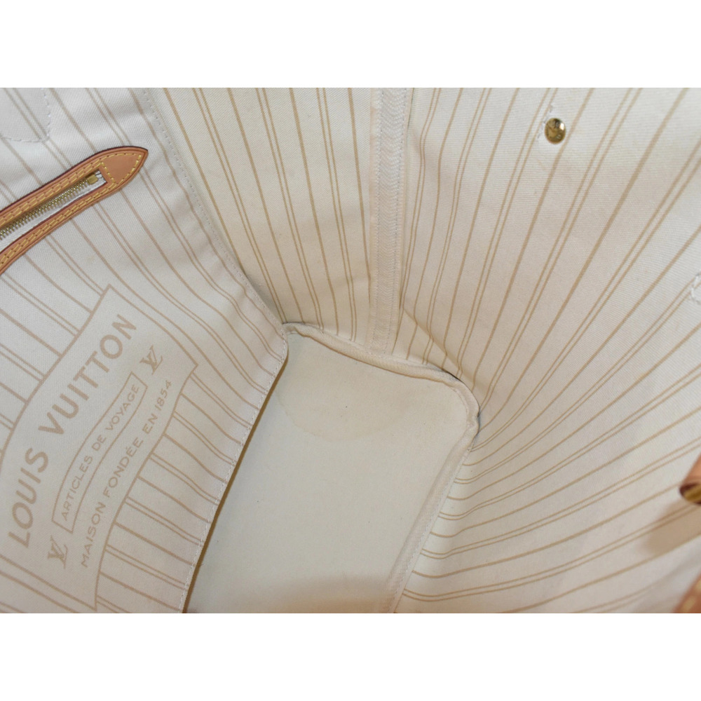 LOUIS VUITTON Neverfull Damier Azur White Ivory White Canvas Tote Bag Mothers - Picture 8 of 9